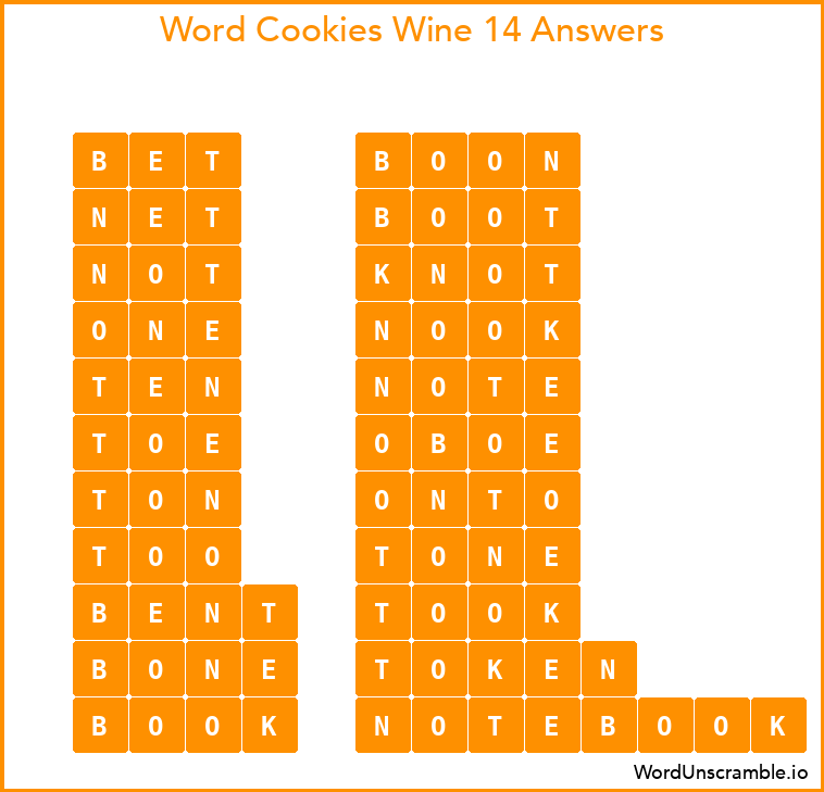 Word Cookies Wine 14 Answers