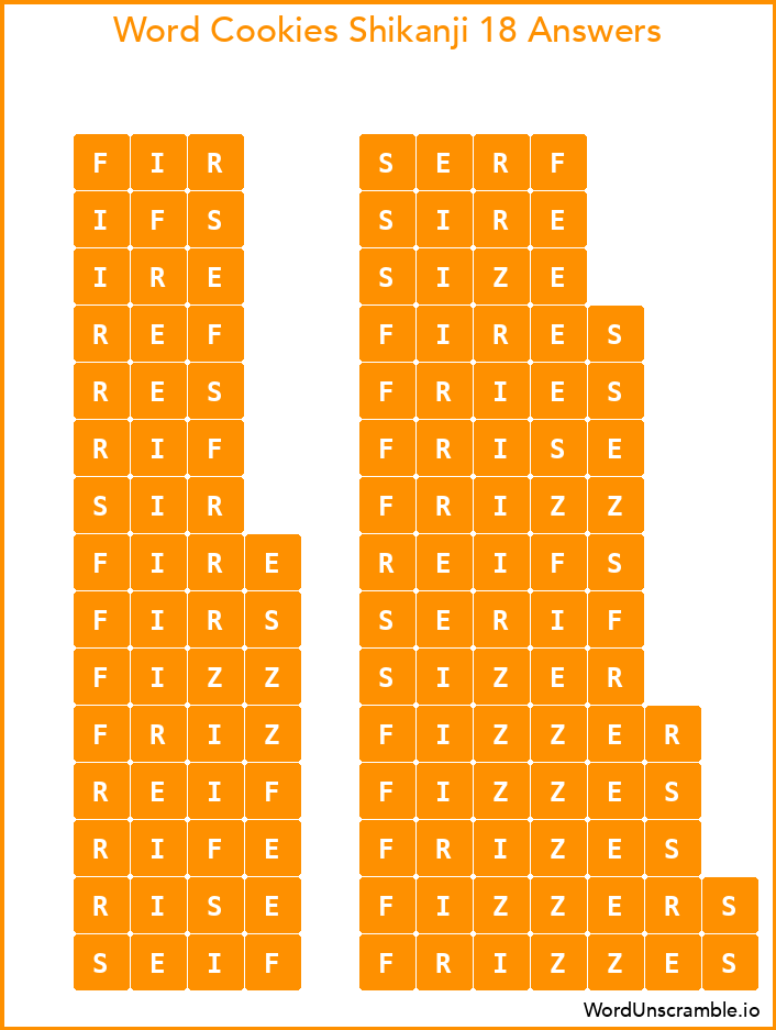 Word Cookies Shikanji 18 Answers