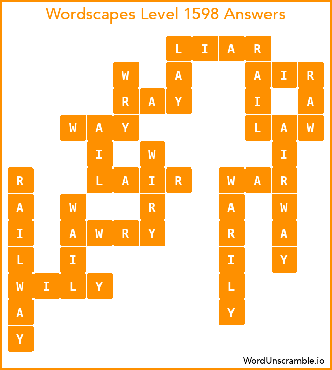Wordscapes Level 1598 Answers